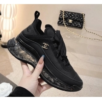 Popular Style Chanel Fabric & Suede Sneakers G39070 Black 012914