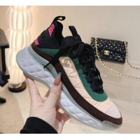 Luxury Cheap Chanel Quilted Fabric & Suede Sneakers G39070 Pink/Green 012918