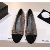 Most Popular Chanel Tweed & Grosgrain Ballerinas Flat G02819 Pink/Grey