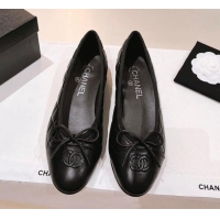 Trendy Design Chanel Quilted Leather Ballerinas Flat with Bow G02819 All Black