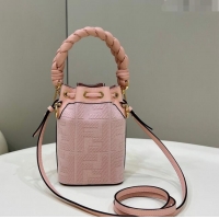 Promotional Fendi Mon Tresor Mini Bucket Bag in FF Canvas Light Pink 2023 038D Top Quality