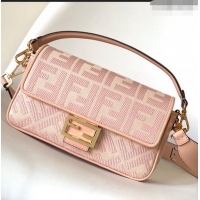 Promotional Fendi Baguette Medium Bag in FF Canvas FD1282 Pink 2023 