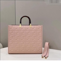 Well Crafted Fendi Sunshine Shopper Medium Bag in FF Leather 8597L Light Pink 2022