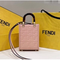 ​Inexpensive Fendi Mini Sunshine Shopper Bag in FF Leather 8597S Light Pink 2022