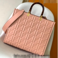 Famous Brand Fendi Sunshine FF Leather Medium Shopper Bag 372 Pink 2023