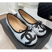 Unique Style Chanel CC Tweed Ballerinas Blue 012957