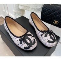 Luxury Chanel CC Tweed Ballerinas Purple 012958