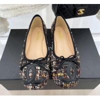 Good Quality Chanel CC Tweed Ballerinas Black/Multicolor 012959