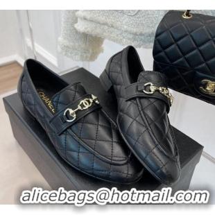 Top Grade Chanel Quilted Lambskin Loafers Black 020749