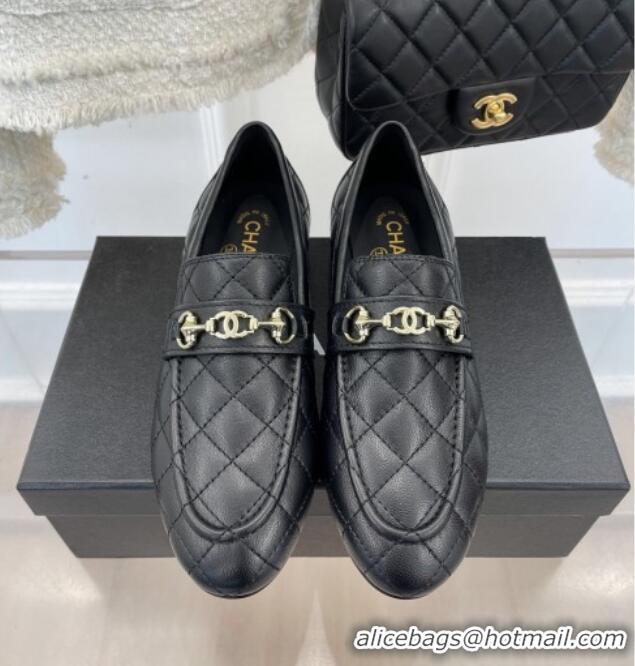 Top Grade Chanel Quilted Lambskin Loafers Black 020749