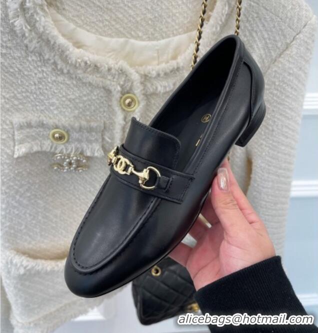 Popular Style Chanel Calfskin Loafers Black 020751