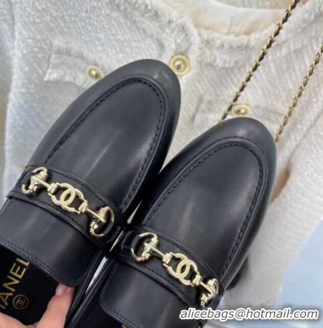 Popular Style Chanel Calfskin Loafers Black 020751