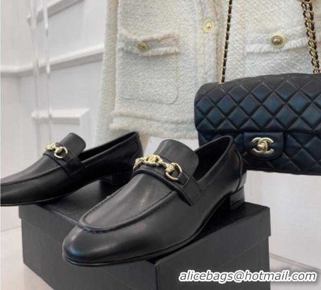 Popular Style Chanel Calfskin Loafers Black 020751