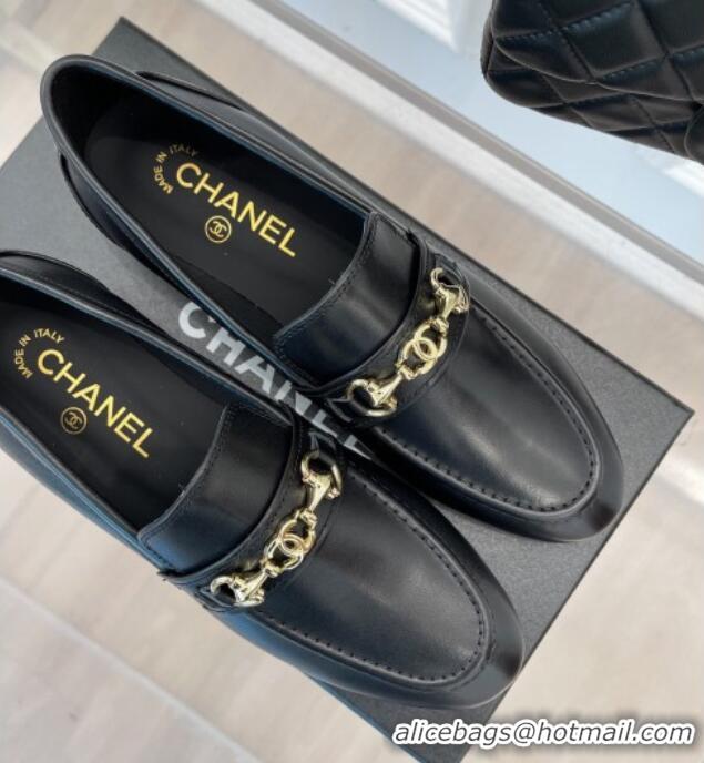 Popular Style Chanel Calfskin Loafers Black 020751