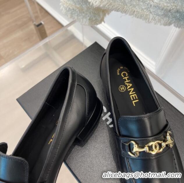 Popular Style Chanel Calfskin Loafers Black 020751