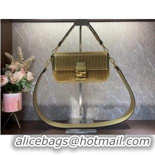 Pretty Style Fendi Baguette crystals and leather bag F0961 gold