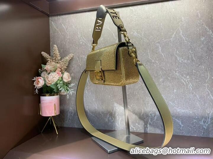 Pretty Style Fendi Baguette crystals and leather bag F0961 gold