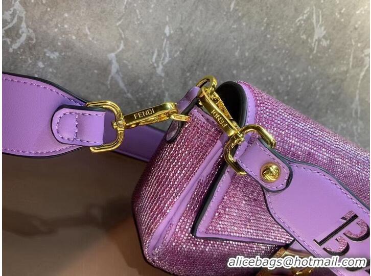 Pretty Style Fendi Baguette crystals and leather bag F0961 purple