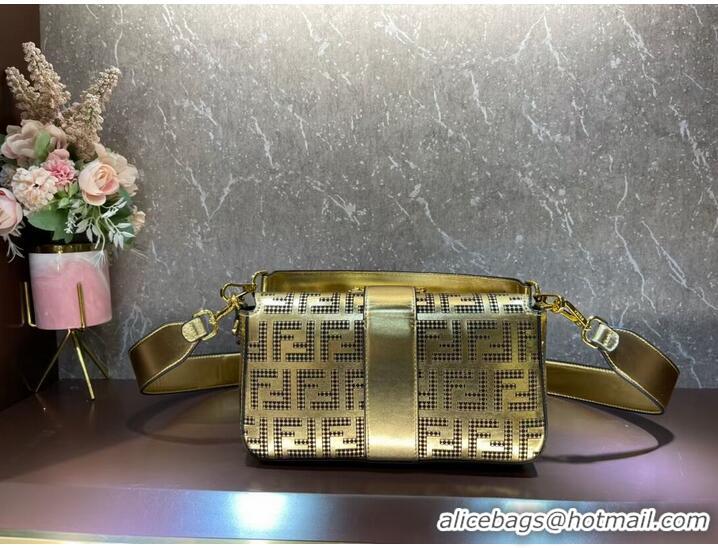 Particularly Recommended Fendi Baguette leather bag F0969 gold