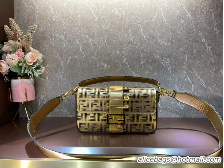 Particularly Recommended Fendi Baguette leather bag F0969 gold