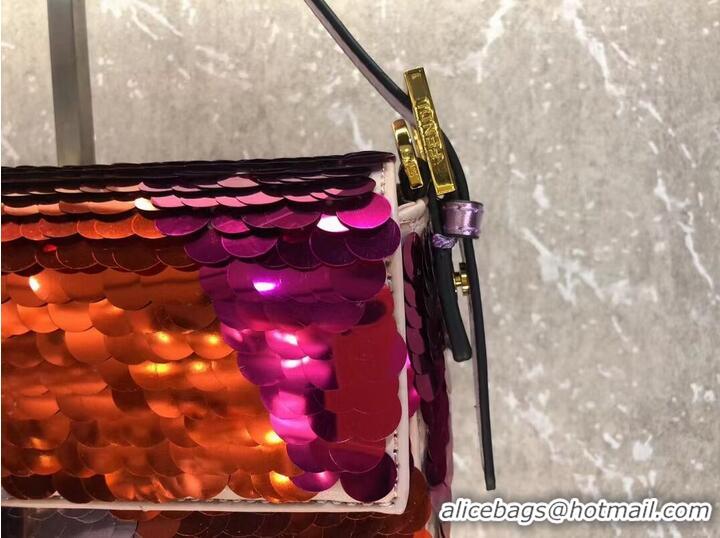 Affordable Price Fendi Baguette sequin and leather bag 8BR600 brown