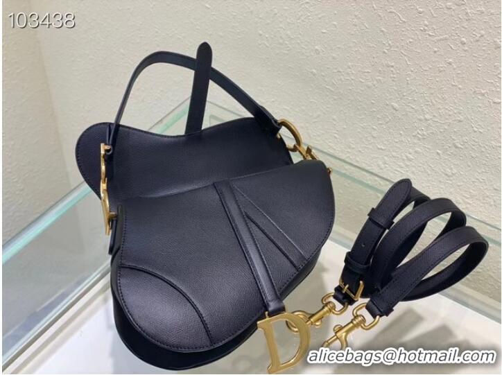 Super Quality DIOR SADDLE BAG WITH STRAP Grained Calfskin M0455C black