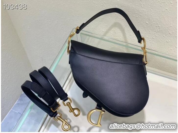 Super Quality DIOR SADDLE BAG WITH STRAP Grained Calfskin M0455C black