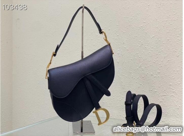 Super Quality DIOR SADDLE BAG WITH STRAP Grained Calfskin M0455C black