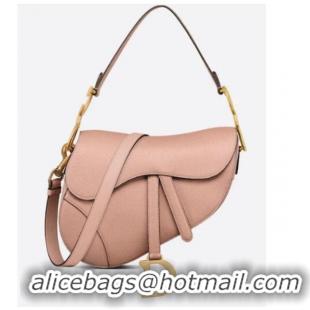 Good Looking DIOR SADDLE BAG WITH STRAP Grained Calfskin M0455C Blush