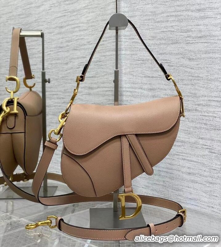 Good Looking DIOR SADDLE BAG WITH STRAP Grained Calfskin M0455C Blush