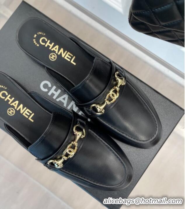 Grade Chanel Calfskin Mules Black 020753