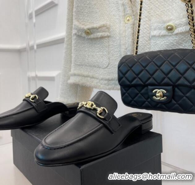 Grade Chanel Calfskin Mules Black 020753