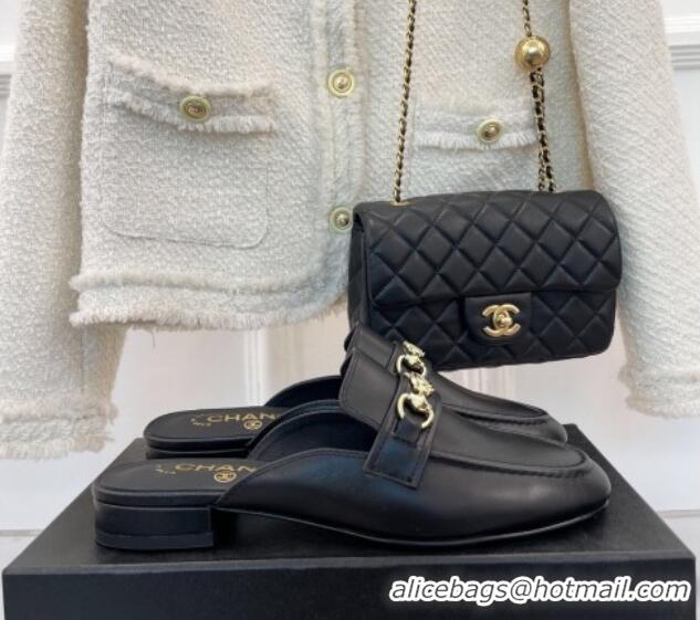 Grade Chanel Calfskin Mules Black 020753