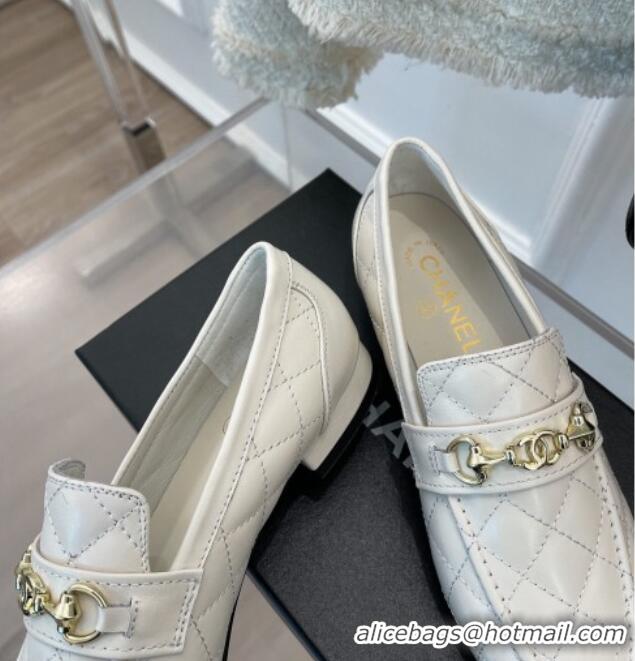 Trendy Design Chanel Quilted Lambskin Loafers White 020752