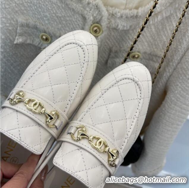 Trendy Design Chanel Quilted Lambskin Loafers White 020752