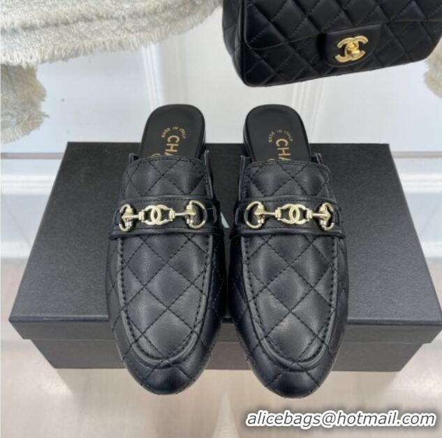 Duplicate Chanel Quilted Lambskin Mules Black 020754