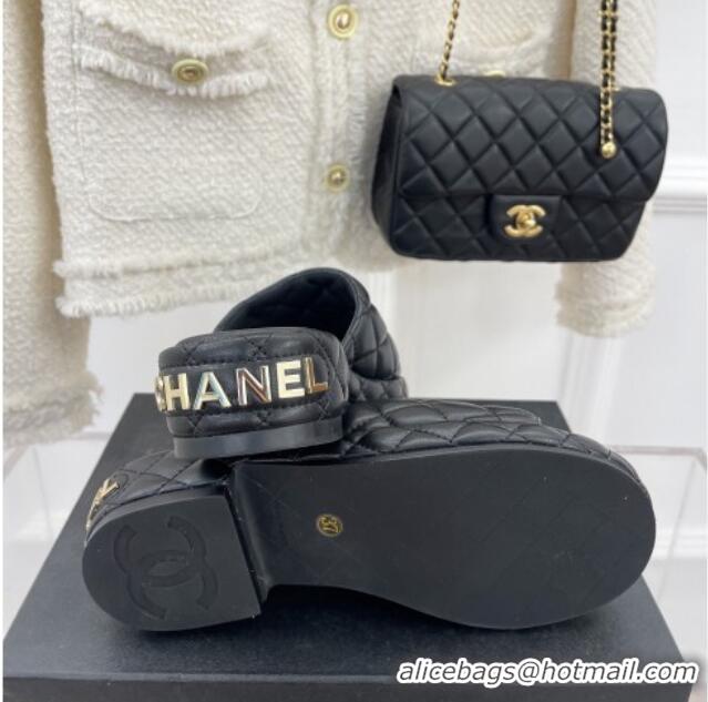 Popular Style Chanel Quilted Lambskin Slide Sandals 3cm Black 020760