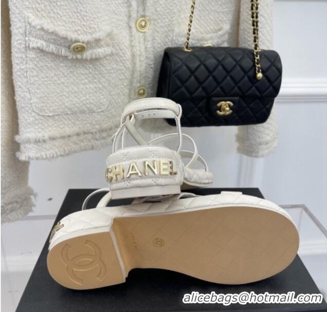 Fashion Chanel Lambskin Strap Sandals 3cm White 020768