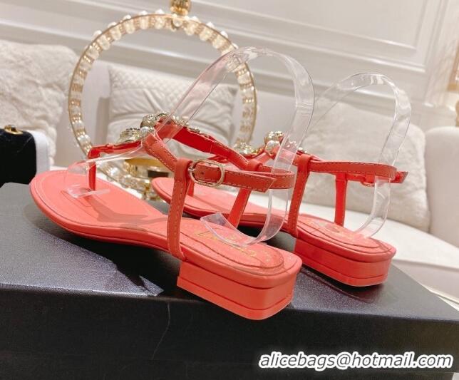 Perfect Chanel Lambskin Flat Thong Sandals with Love Charm G39674 Pink