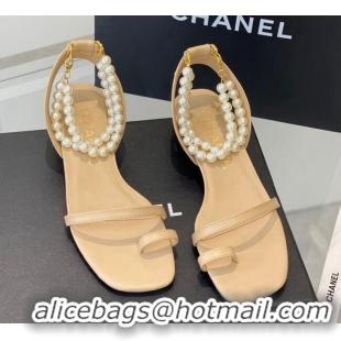 Best Price Chanel Calfskin Sandals 3.5cm G39600 Beige 020784