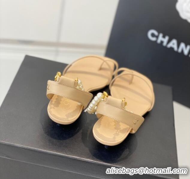 Best Price Chanel Calfskin Sandals 3.5cm G39600 Beige 020784