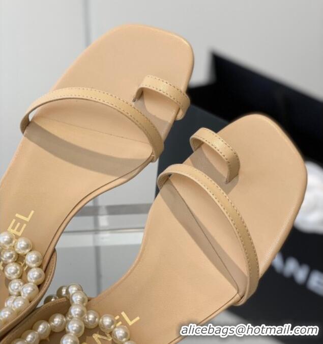 Best Price Chanel Calfskin Sandals 3.5cm G39600 Beige 020784