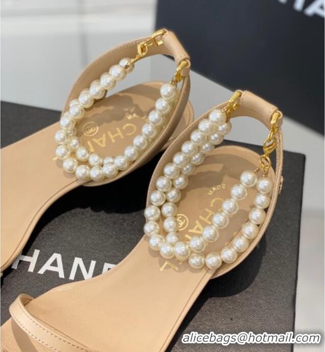 Best Price Chanel Calfskin Sandals 3.5cm G39600 Beige 020784