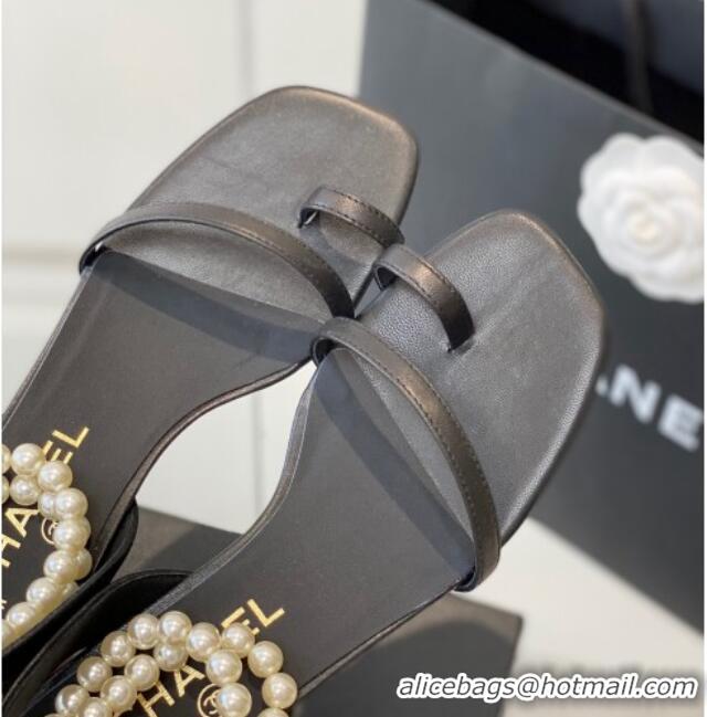 Popular Style Chanel Calfskin Sandals 3.5cm G39600 Black 020785