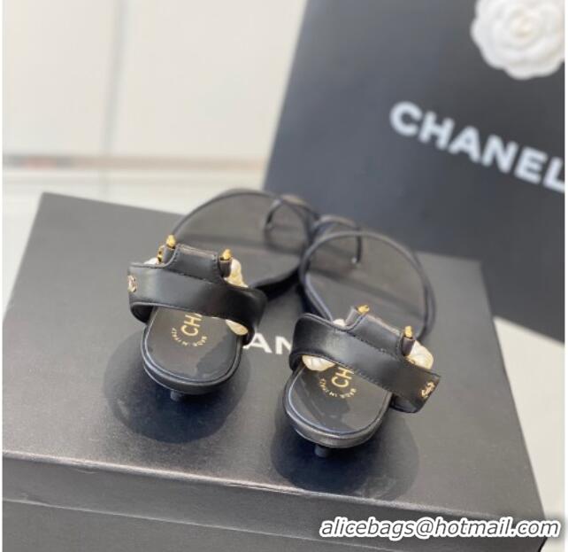 Popular Style Chanel Calfskin Sandals 3.5cm G39600 Black 020785