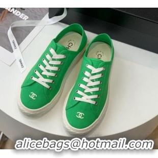 Best Product Chanel Canvas Sneakers Green 020789