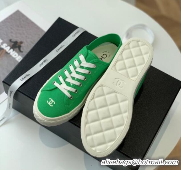 Best Product Chanel Canvas Sneakers Green 020789