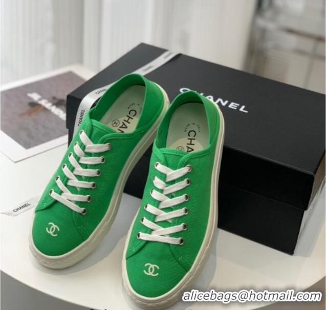 Best Product Chanel Canvas Sneakers Green 020789