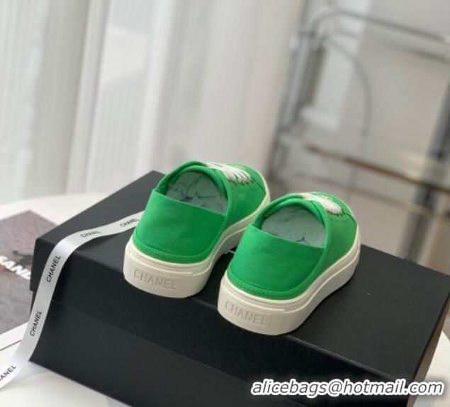 Best Product Chanel Canvas Sneakers Green 020789