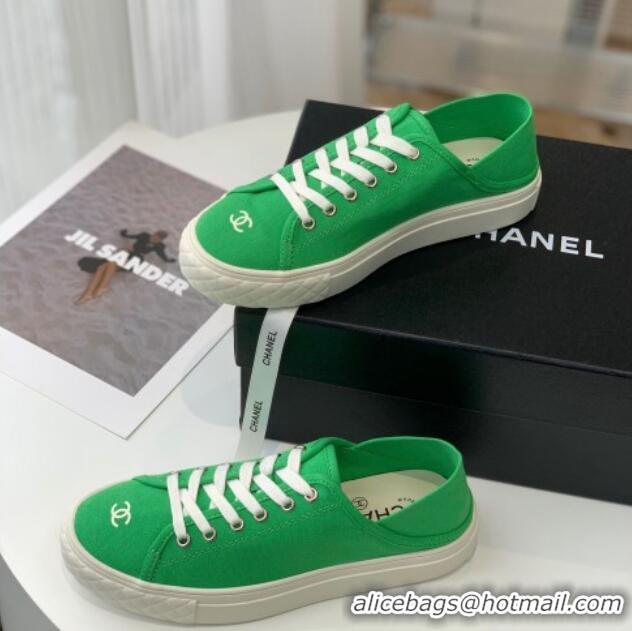 Best Product Chanel Canvas Sneakers Green 020789